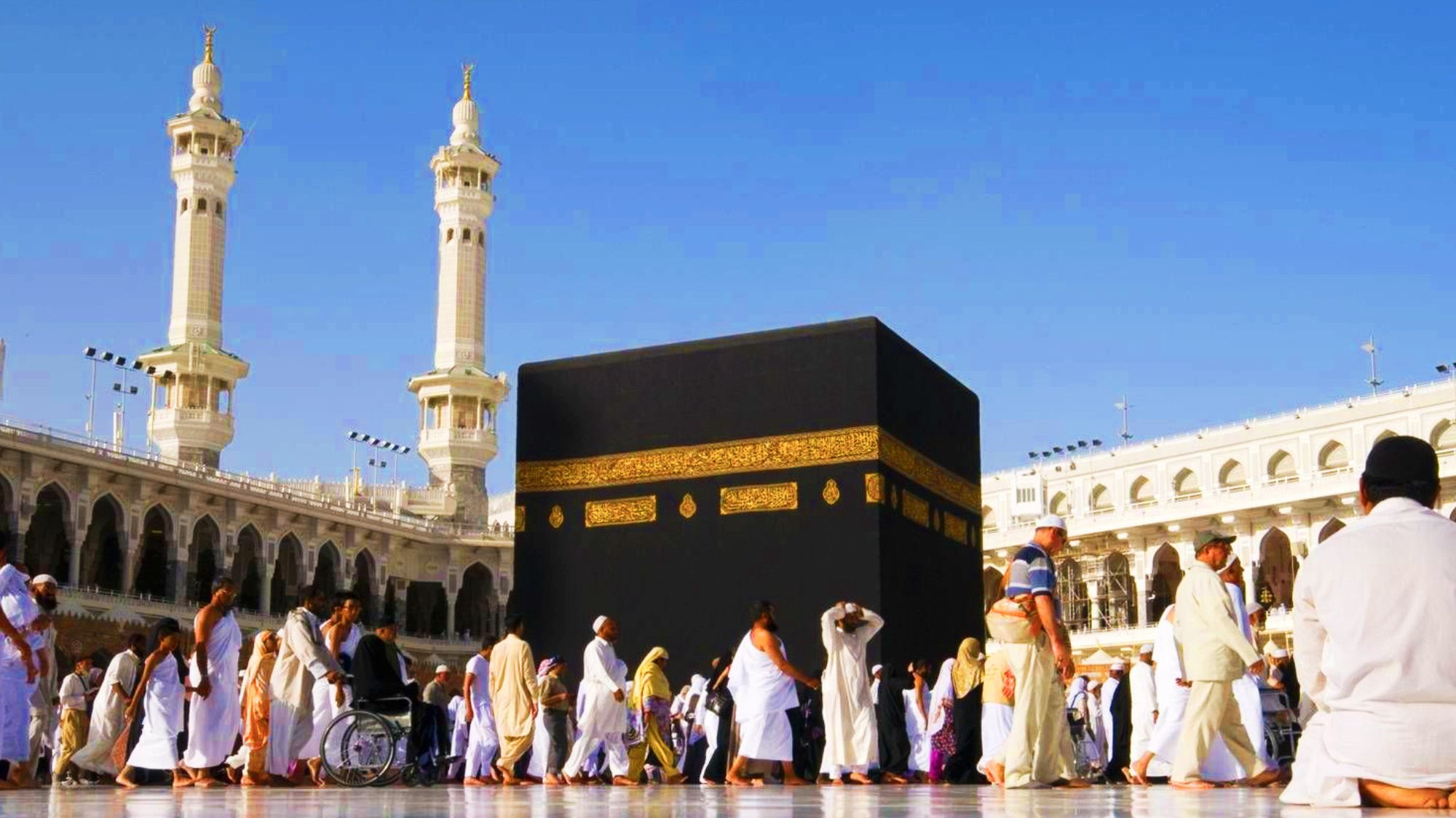 Pilgrims offering and enjoying umrah journey around kaaba